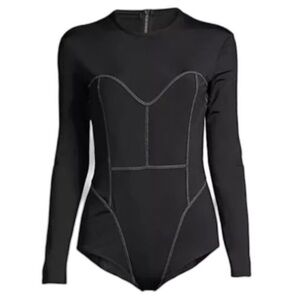 Mara Hoffman Lido Cross Stitched Surf OnePiece Swimsuit In Black, Superb Fit,NWT